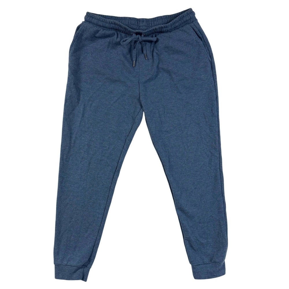 Frye L Donegal Joggers Blue Waffle Knit Drawstring Comfort Athleisure Loungewear